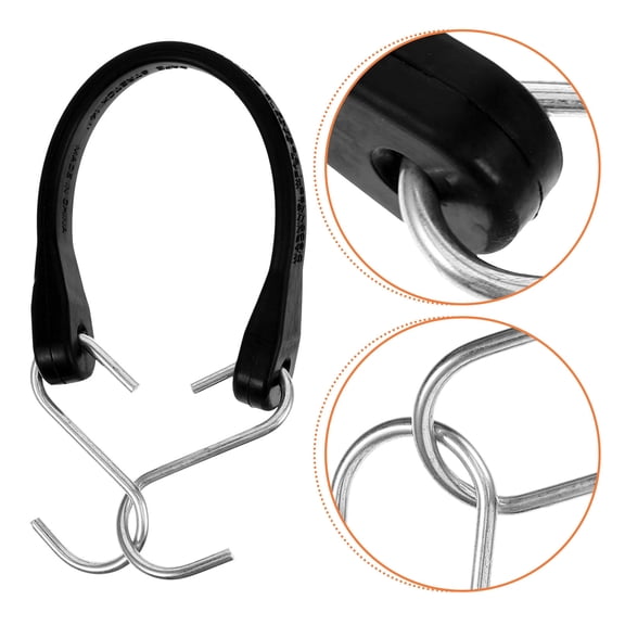 HOOWIFFY Black Rubber Tie Down Strap with Hook for Securing Cargo, Luggage, and Outdoor Tarp Applications