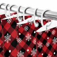 thumbnail image 5 of Winter Snowflakes Shower Curtain, 60" x 72", Christmas Snowing Red Black Plaid Modern Waterproof Bathroom Curtain Washable Shower Curtain Set with 12 Hooks, 5 of 6