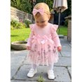 thumbnail image 3 of RUINIXCW Baby Girl Fall Outfits Crew Neck Long Sleeve Romper Dress and Headband 2Pcs, 3 of 8
