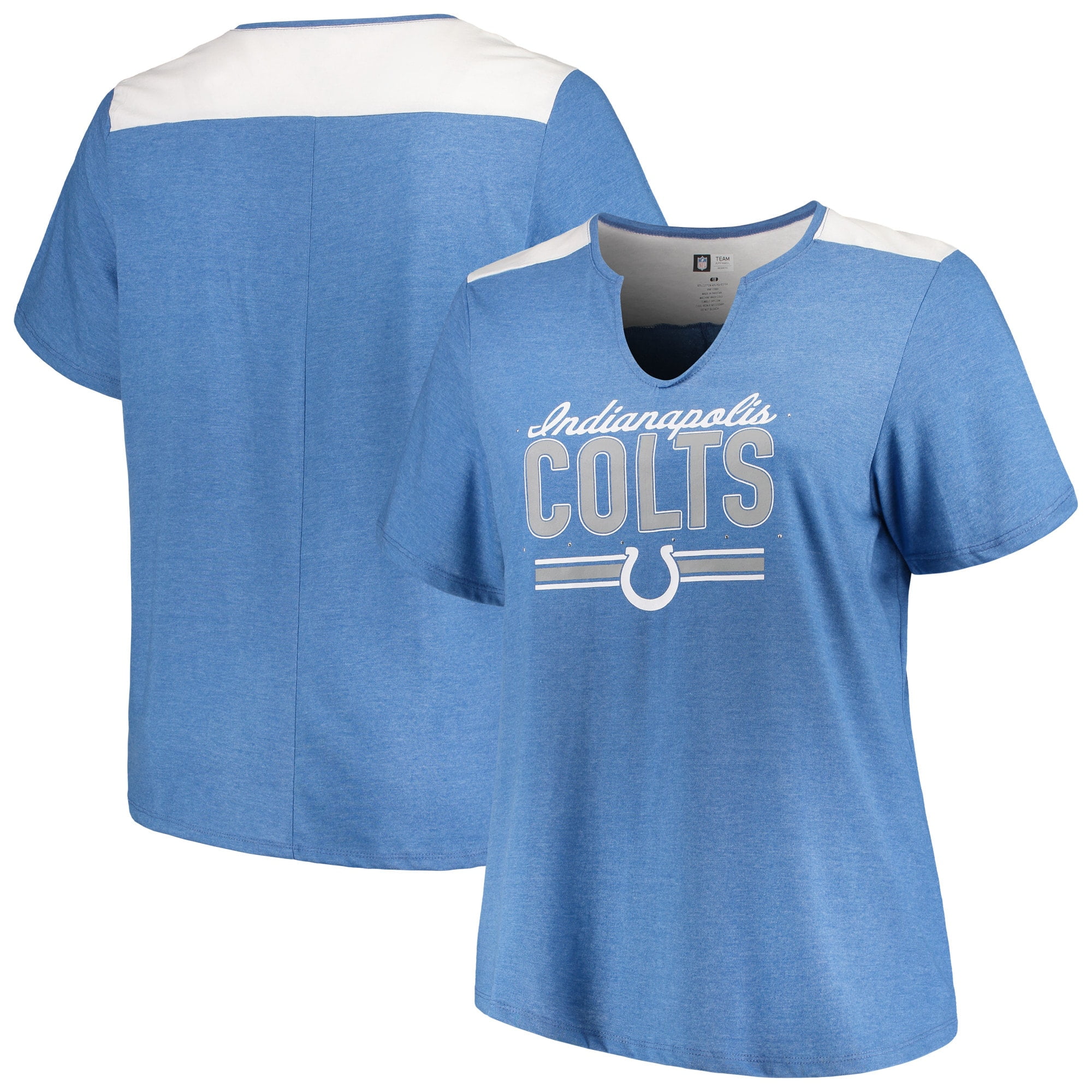 Indianapolis Colts Majestic Women's Notch Neck Plus Size TShirt Heathered Royal