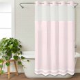 thumbnail image 3 of Farmhouse Pink White Striped No Hook Shower Curtain Waterproof, Bathroom Curtains with Snap in Liners and See Through Top Window, Modern Stripes Hotel Style Bathtub Curtains Shower 36"Wx78"L, 3 of 8
