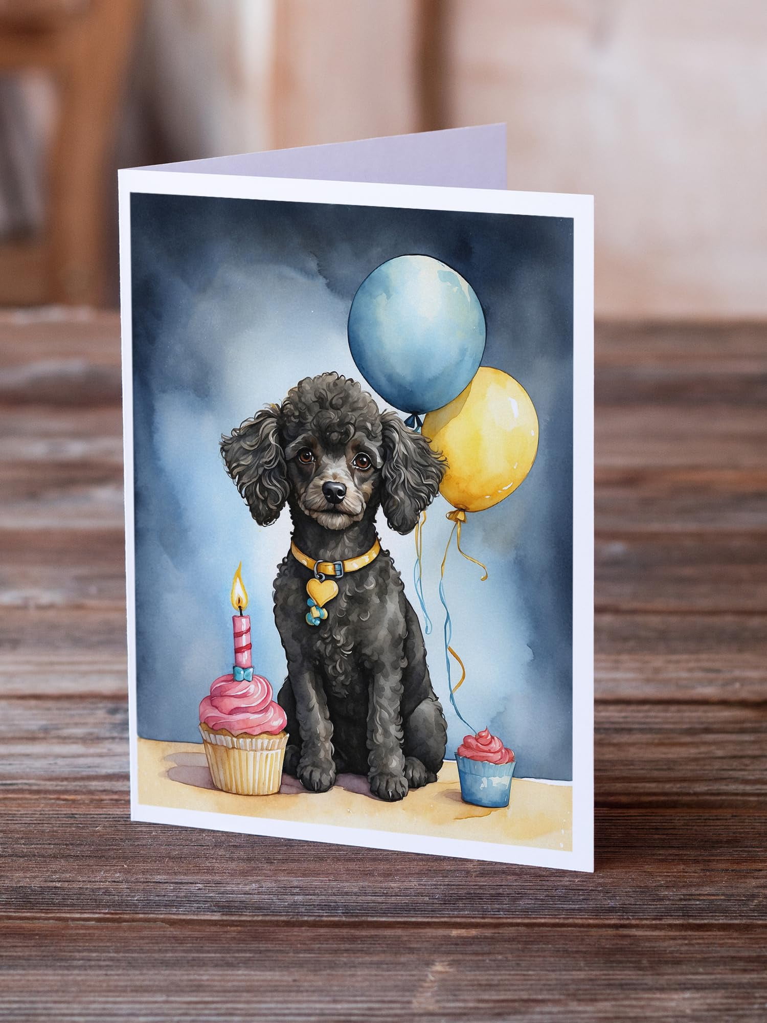 Carolines Treasures DAC7987GCA7P 5 x 7 in. Black Toy Poodle Happy Birthday Greeting Cards - Pack of 8