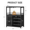 thumbnail image 2 of Wine Bar Rack Cabinet with Detachable Wine Rack and Storage, Coffee Bar with Glass Holder, Small Sideboard and Buffet Cabinet with Door, for Kitchen, Living Room, 2 of 8