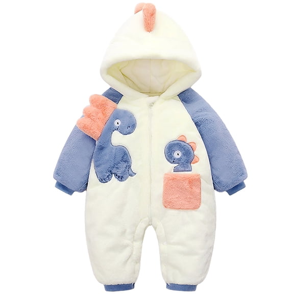 Mercatoo Baby Dinosaur Outfits Newborn Girls Boys Long Sleeve Snowsuit Onesi𝐞 Romper Infant Fleec𝐞 Winter Warm Coat Jumpsuit