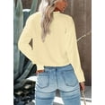 thumbnail image 2 of Women Long Sleeve Solid Color V Neck Cropped T Shirts Crop Tops, 2 of 3