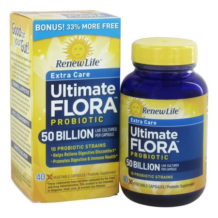 Renew Life - Ultimate Flora Probiotic Extra Care 50 Billion - 40 Vegetarian Capsules