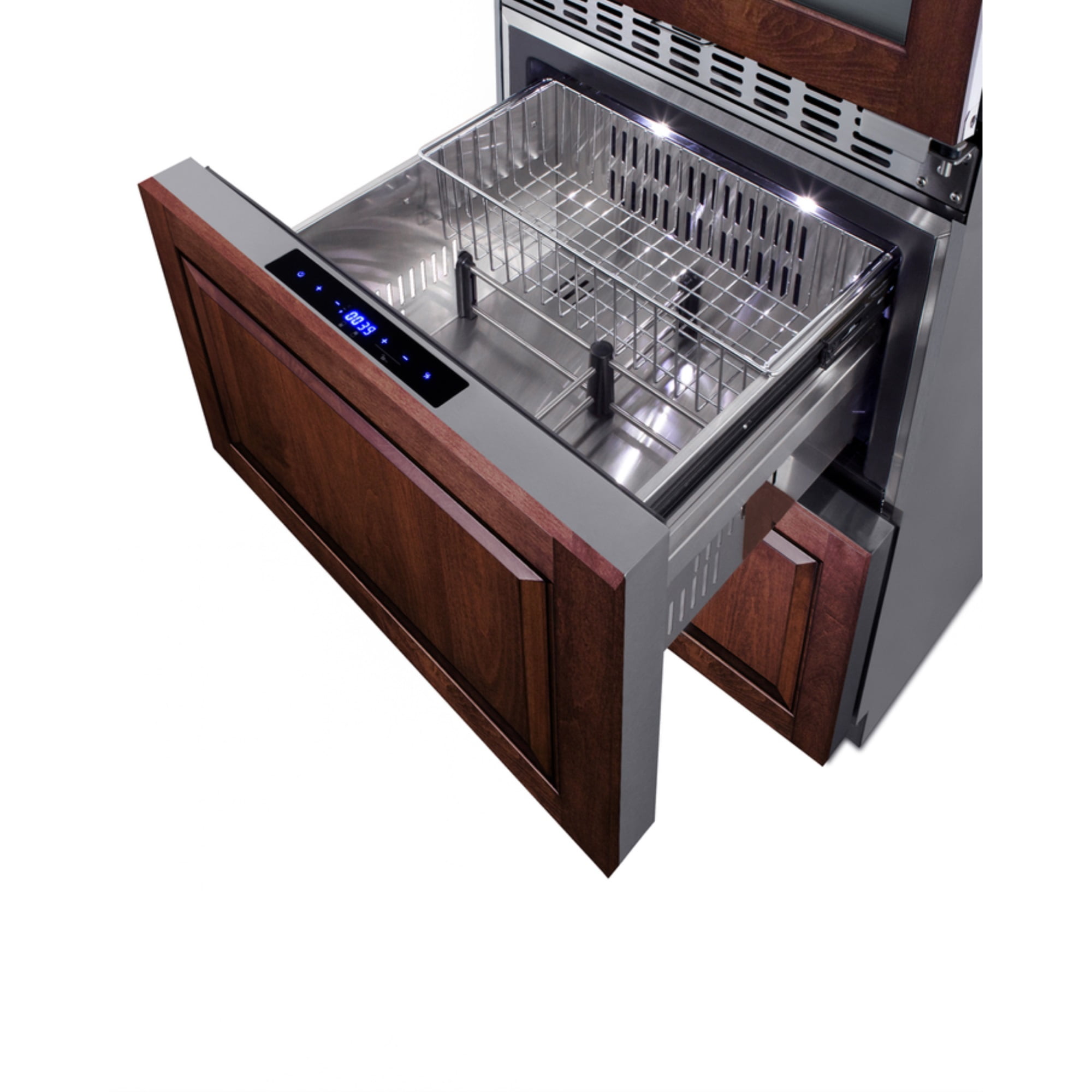 24" wide combination built-in/freestanding upright dual zone wine cellar and 2-drawer refrierator-freezer, panel-ready front