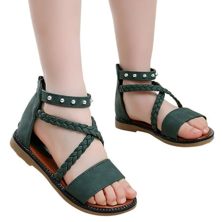 

RUICUW Girls Sandals Princess Shoes Soft Sole Beach Sandals Kids Roman Shoes 5-5.5 Years
