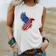 thumbnail image 2 of Womens 4Th of July Summer Tank Tops Round Neck Tee Sleeveless Shirts USA Flag Star Printed Patriotic Tee Shirts Slim Fitted Dressy Shirts Camisole Slim Fitted Vest Workout Beach Holiday Camis, 2 of 4
