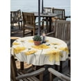thumbnail image 2 of Outdoor Tablecloths with Umbrella Hole & Zipper, Yellow Flowers Round Tablecloth 54 Inch, Spring Floral Butterflies Pastoral Waterproof Table Cloth, Patio/Pool/Picnic Table Covers, 2 of 8
