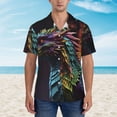 thumbnail image 2 of Sikiie Dragon with Colorful Tail Print Men's Hawaiian Shirt, Summer Beach Button Pocket Short Sleeve T-Shirt,Medium, 2 of 7