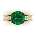 thumbnail image 2 of Clara Pucci 14K Yellow Gold 3.39 Simulated Emerald Engraveable Engagement Ring + Wedding Band Set, 2 of 7