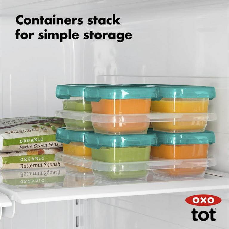  OXO Tot Baby Blocks Freezer Storage Containers Teal (4 Oz) :  Baby