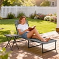 thumbnail image 2 of Outsunny Chaise Longue Pliante, Chaise Longue avec Appuie-Tête, Gris Pâle, 2 of 10