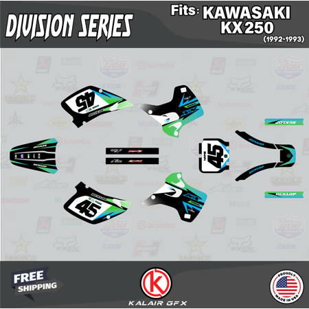 Kalair GFX Graphics Kit for Kawasaki KX250 (1992-1993) Division Series