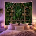 thumbnail image 2 of Symmetrical Botanical Bookshelf Design in a Lush Setting, Serene Cottagecore for Plant Lovers, Wood Shelf Wall Art, Housewarming Gift, Tapestry Wall Hanging for Home Library and Dorm, 2 of 7