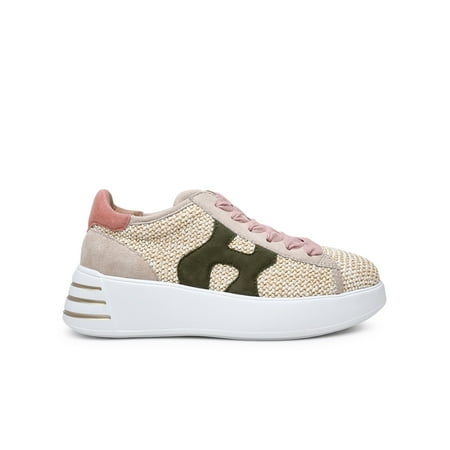 

HOGAN BEIGE RAFFIA BLEND REBEL SNEAKERS