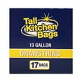 Basic Top Job Drawstring Tall Kitchen Bags, 13 gallon, 17 count