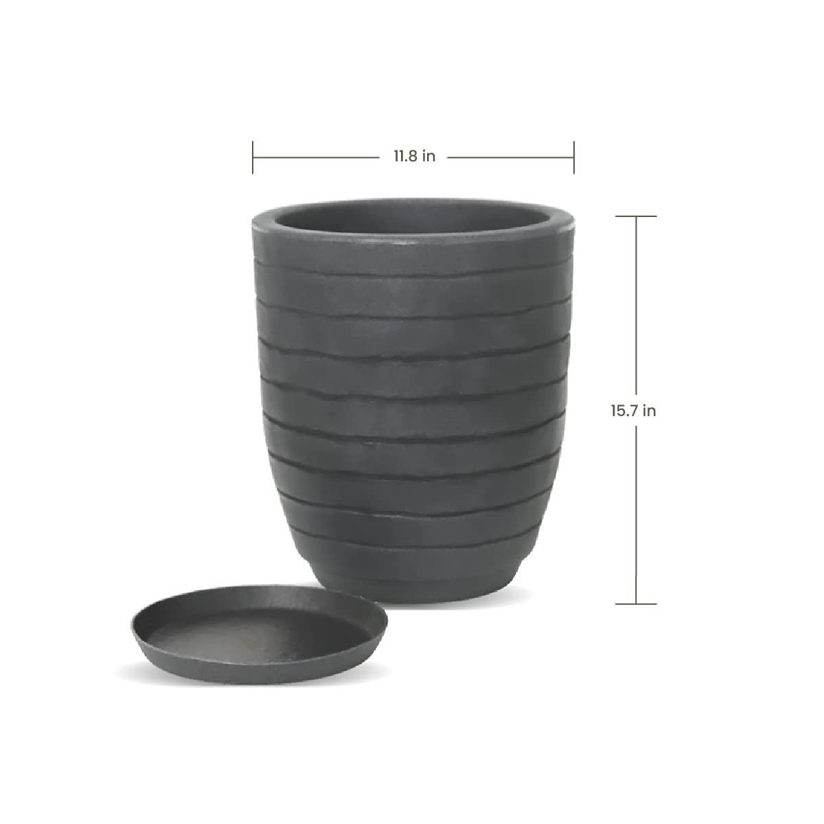 Ecobo 15.7 inches Eco-Friendly Round Pot Planter Ravina Indoor/Outdoor use, Durable, Versatile & Lightweight, Designed by Brazilian Artisans, Contemporary All-Weather Design –Black