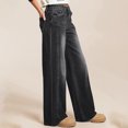thumbnail image 4 of Ladies' Retro High Waist Straight-Leg Jeans - Classic Denim Pants, Black Size L, 4 of 6