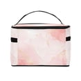 thumbnail image 3 of Yiaed Pink Marble Print Makeup Bag Travel Cosmetic Bags for Women Girls Zipper Pouch Makeup Organizer, 3 of 4