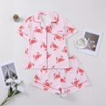 thumbnail image 2 of Likimi Child Girls Pajamas Set Short Sleeve Cartoon Print Lapel Button Down Pjs Tops With Shorts Comfort Loungewear Set Size 7-8 Years, 2 of 4