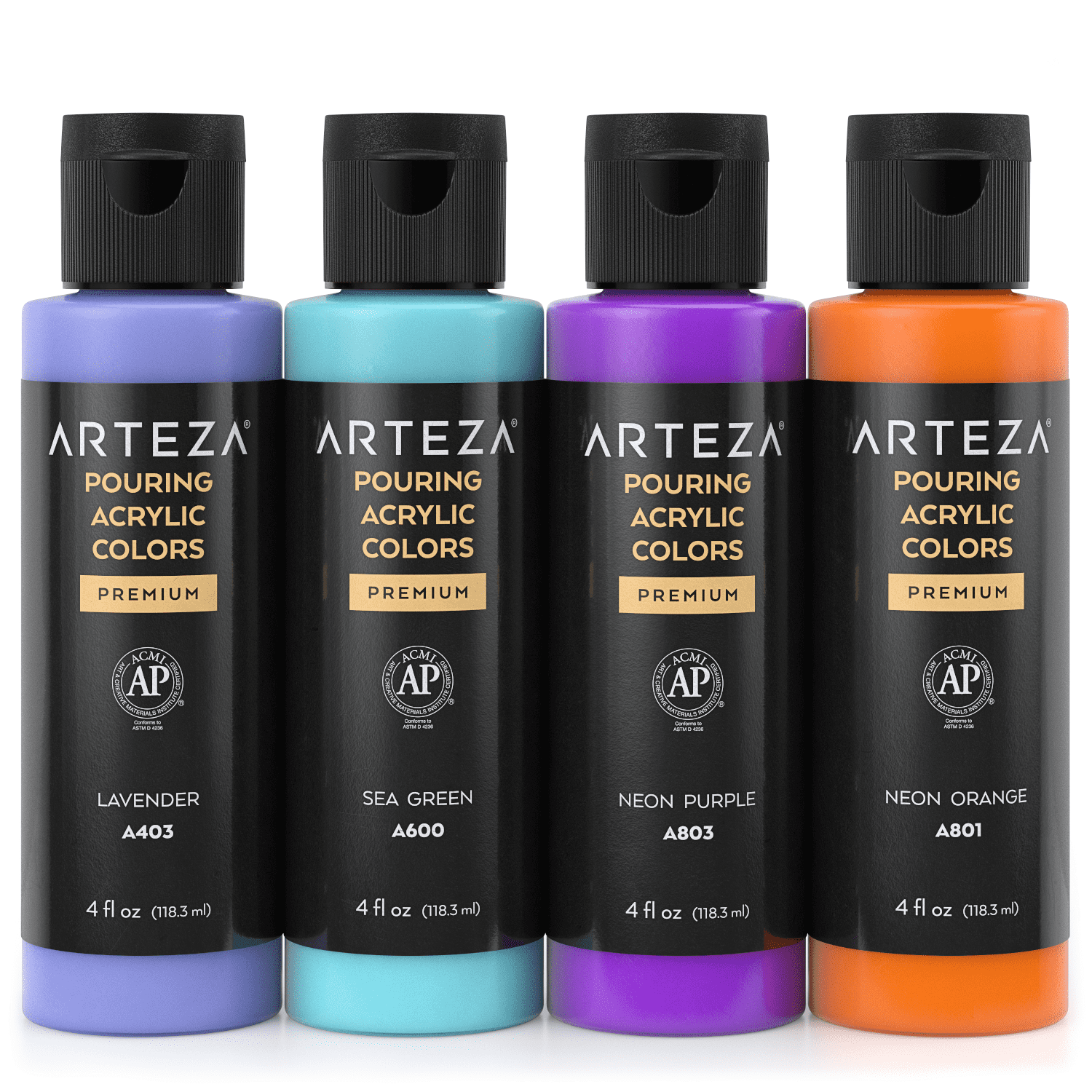 Arteza Acrylic Pouring Paint Kit, 120 ml Bottle Set, Orchid Tones - 4 Pack