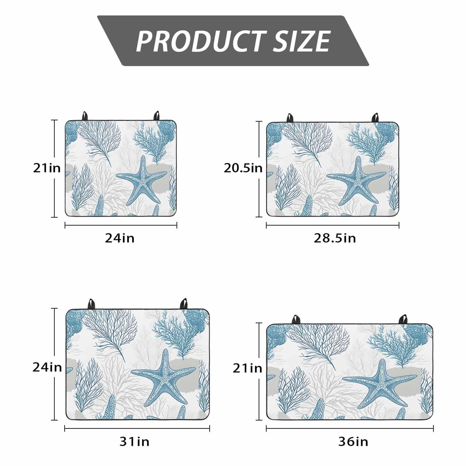 Coastal Starfish Stove Top Cover for Electric Stove, Heat-proof & Non Slip Glass Top Stove Cover Protector, 0cean Nautical Coral Seagrass Nature Kitchen Flat Cooktop Rubber Mat 24x21 Inches