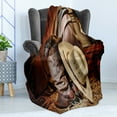 thumbnail image 4 of Western Soft Flannel Fleece Throw Blanket, American West Rodeo Elements with Antique Supplies Retro Artwork Photo, Cozy Plush for Indoor and Outdoor Use, 60" x 80", Brown Beige, by Ambesonne, 4 of 5