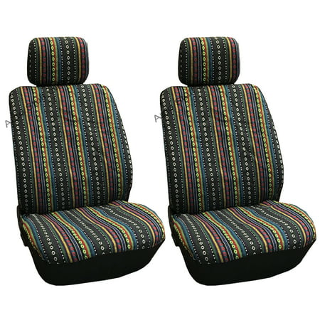 4 Pc Universal Cabo Inca Saddle Mexican Blanket Front Seat Covers Pair Low Back