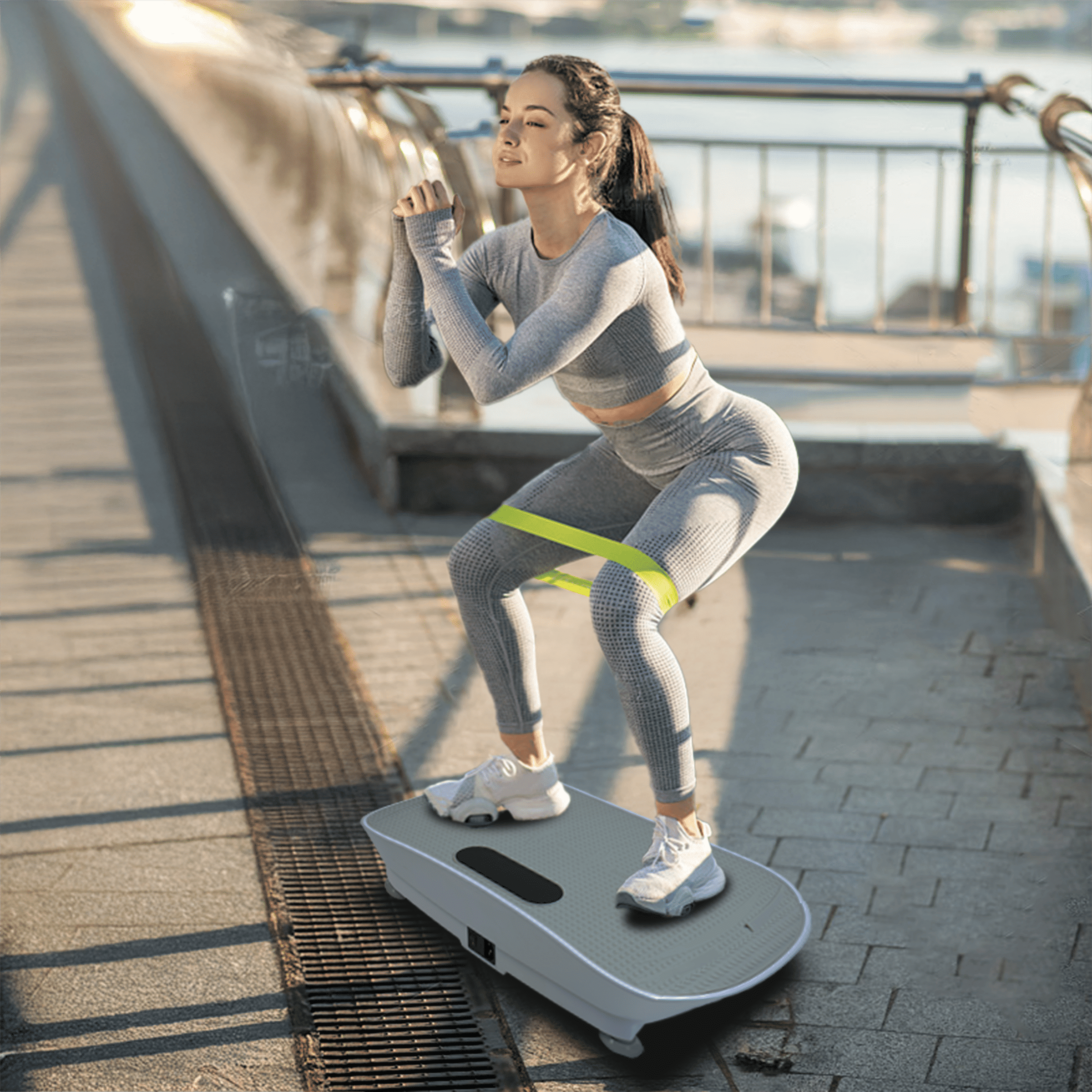 Silent Vibration Platform Crazy Fitness Massage 10-Frequency Weight Loss & Fat Burner Body Shaking Machine, Grey