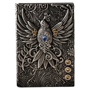 Antique Embossed Phoenix Pattern Writing Notebook A5 Lined Journal Daily Notepad Silver