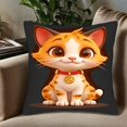 thumbnail image 5 of Set of 2 18x18in Throw Pillow Covers with Cartoon Cat Design - Vibrant Orange & White Stripes Perfect for Couch Bed or Car, 5 of 8