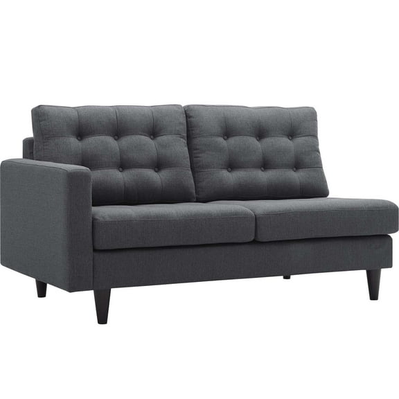 Modway Empress Left-Facing Upholstered Fabric Loveseat in Gray