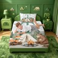 thumbnail image 4 of meiyoeat Green Monogram T Twin Sheets For Boys,Happy Camping Outdoor Adventure Bedding,3 Pieces,1 Fitted Sheet and 1 Pillowcase, 4 of 6