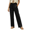 thumbnail image 3 of Oksale Lightweight Pants for Women Summer Lace Straight Leg Pants with Pockets Soft Comfy Drawstring High Waist Casual Pants Going Out Trousers 2026 Black L, 3 of 7