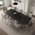 thumbnail image 3 of NessCarsti Table à Manger Extensible Moderne pour Salon, 62,9 Pouces-94,4 Pouces, Pierre Frittée, Noir (1 Unité), 3 of 8