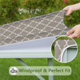 thumbnail image 6 of Brown Geometric Quatrefoil Pattern Square Fitted Tablecloth with Elastic Edge,Square Table Cover,Washable Elastic Table Cover for Home Kitchen Party Decor 36"x36", 6 of 6
