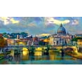thumbnail image 2 of Gavidia, Pedro 24x16 Black Ornate Wood Framed with Double Matting Museum Art Print Titled - Vatican City Saint Peter Basilica and bridge by day, 2 of 4