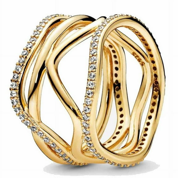 Womens 925 Sterling Silver Wave Ring with Zircon Inlay Vintage Anniversary Gift Ring Elegant Silver Ring for Her Wave Design Ring Anniversary Jewelry