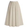 thumbnail image 7 of XIAOCHA Summer Midi Skirt for Women Solid Elastic Waist Side Pocket Flowy Loose Casual Everyday Long Skirts, 7 of 7