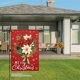 thumbnail image 3 of JOOCAR Merry Christmas Poinsettia Floral Garden Flag for Winter Christmas Home Outdoor Garden Yard Door Decor 12x18 inch, 3 of 5