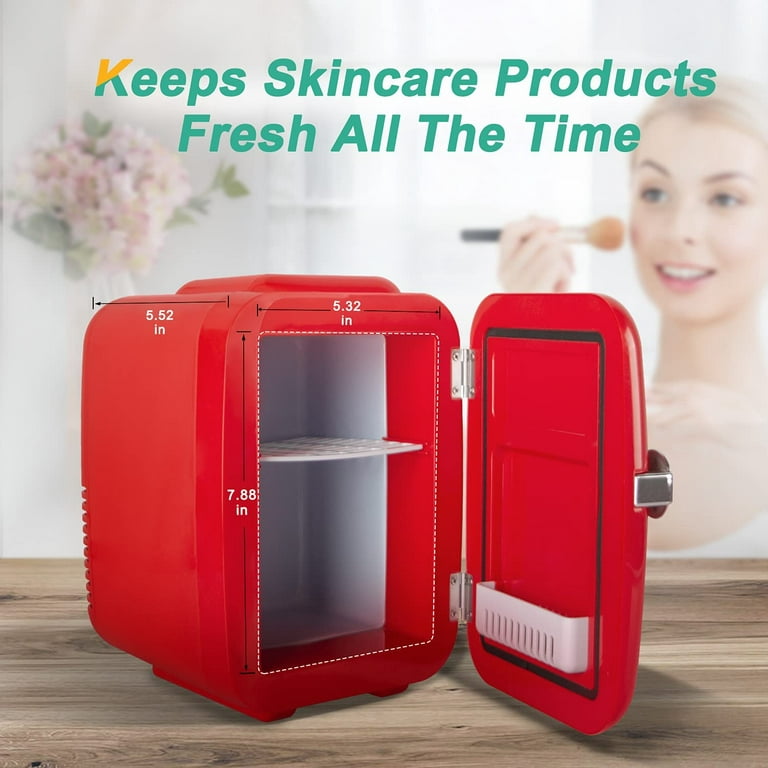 CROWNFUL Mini Fridge, 4 Liter/6 Can Portable Cooler and Warmer Personal  Fridge for Skin Care, Cosmetics, Food, Great for Bedroom, Office, Car,  Dorm, E - Dutch Goat