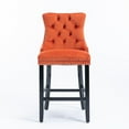 thumbnail image 2 of Orange Velvet Barstools - Set of 2, Button-Tufted Modern Bar Chairs with Wood Legs &amp; Nailhead Trim, 40" High, for Kitchen &amp; Home Bar, 2 of 18