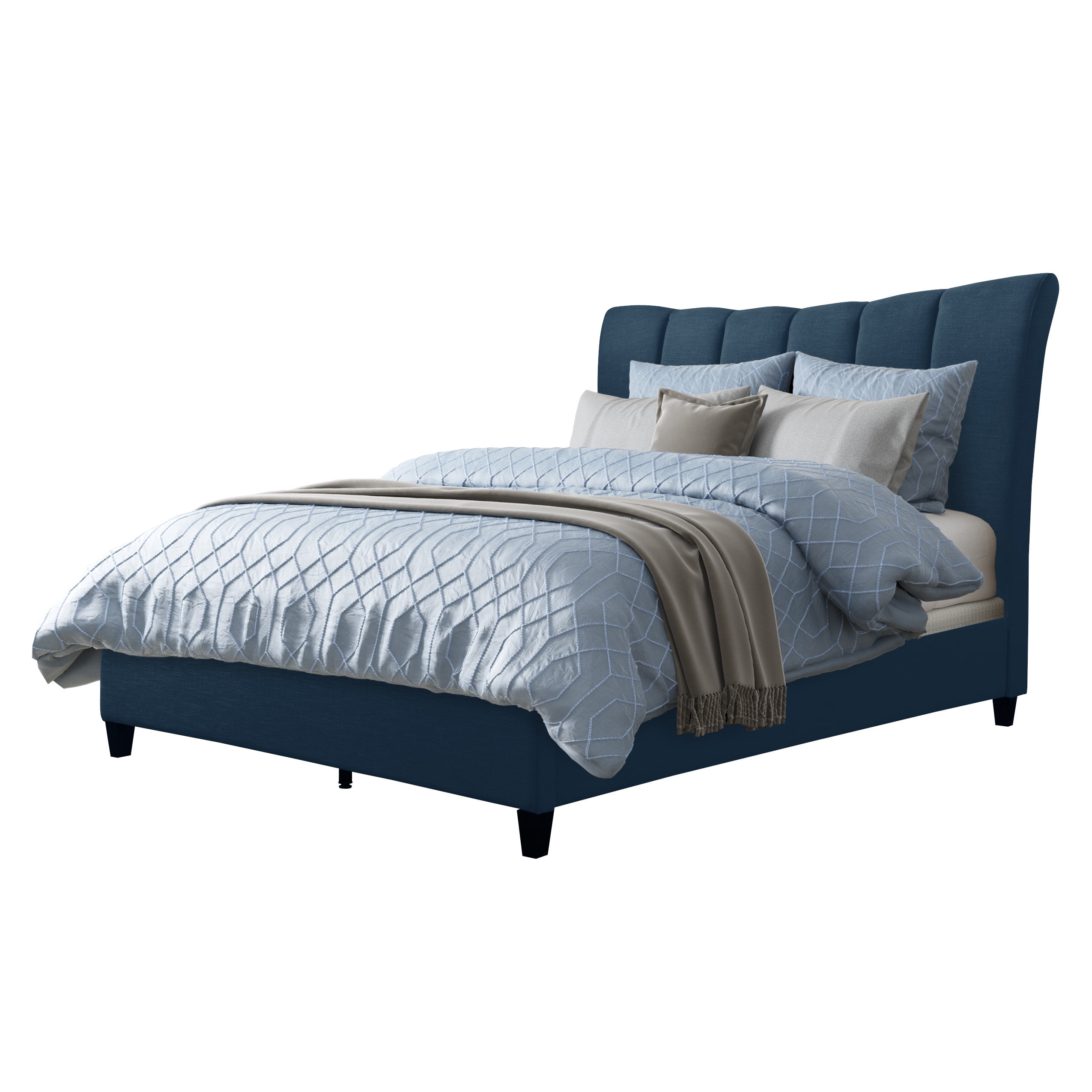 CorLiving Fabric Vertical Channel-Tufted Queen Bed Frame - Walmart.com