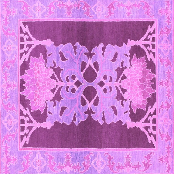 Ahgly Company Indoor Square Abstract Purple Modern Area Rugs, 7' Square