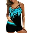 thumbnail image 2 of Neinkie Women Floral Blouson Printed T-Back Tankini Top with Shorts Two Pieces Swimsuit, 2 of 7