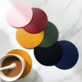 thumbnail image 1 of Posavasos de cuero, posavasos circulares simples de color sólido, posavasos de cuero de moda, impermeables, a prueba de aceite, mesa de comedor con aislamiento térmico, 1 of 5