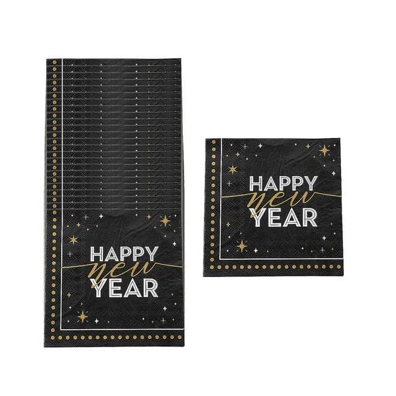 Fun Express 6 1/2" Bulk 48 Count Glitzy New Year’s Eve Party Paper Luncheon Napkins