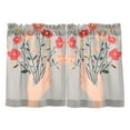 thumbnail image 7 of Yayeee Kitchen Curtains Tier Pair Light Filtering 27"x36" Rod Pocket Short Cafe Window Panel, Gray Flower, 7 of 7